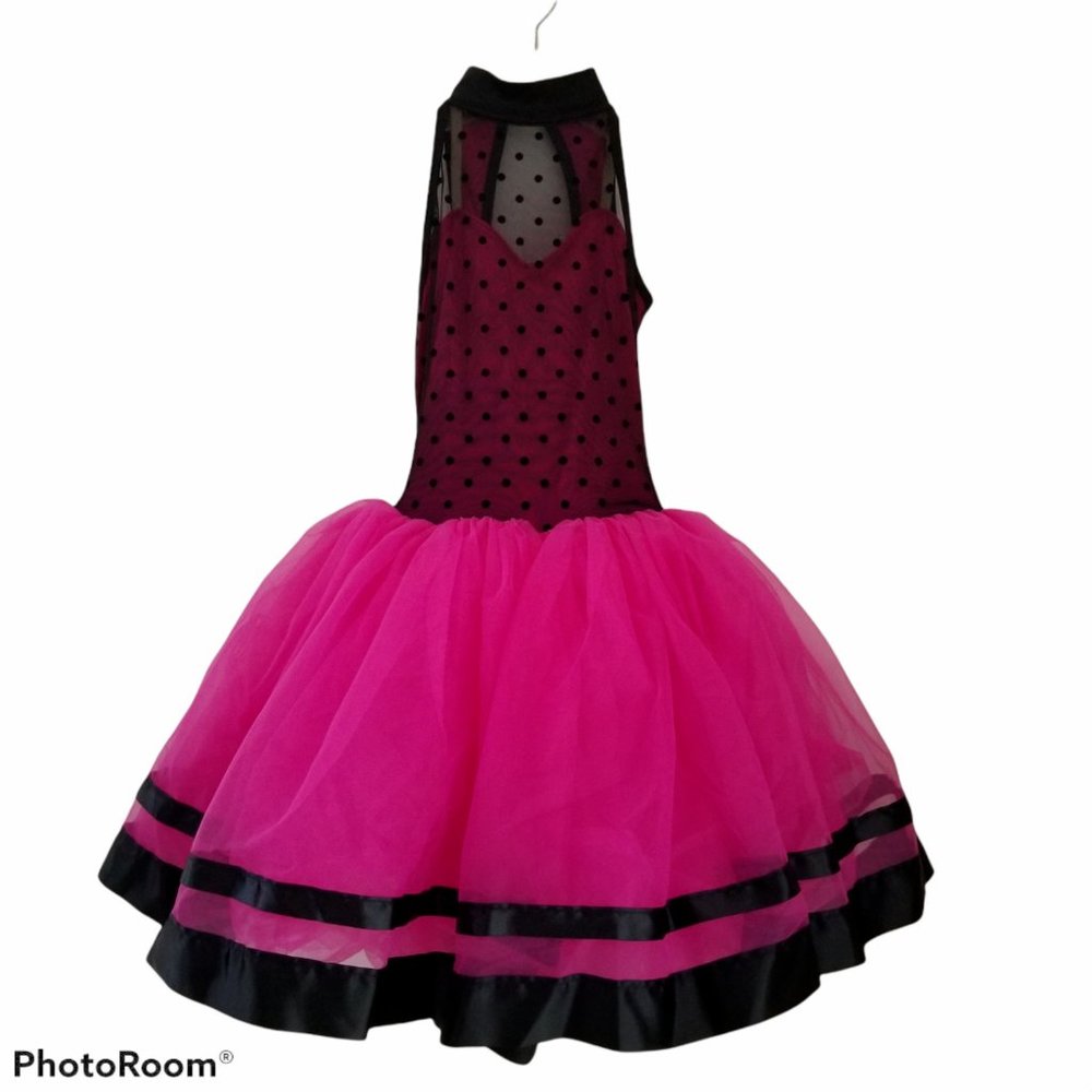 Curtain Call Dance Costume Girls Medium 8-10 Pink and Black Illusion Tutu